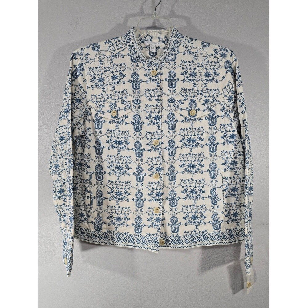 Charter Club Embroidered Jacket Size XL Cotton Cottagecore Folk Tapestry NWT AS